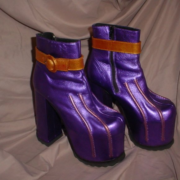 90's unobtanium Luichiny Spain metallic boots Mardi Gras! - Picture 2 of 3